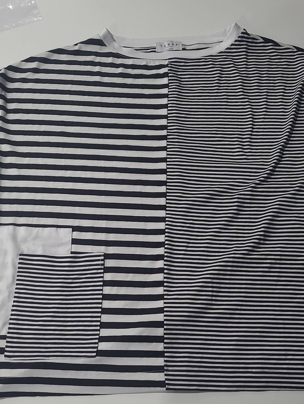 Terra Women's Black & White Striped Short Sleeve Tee